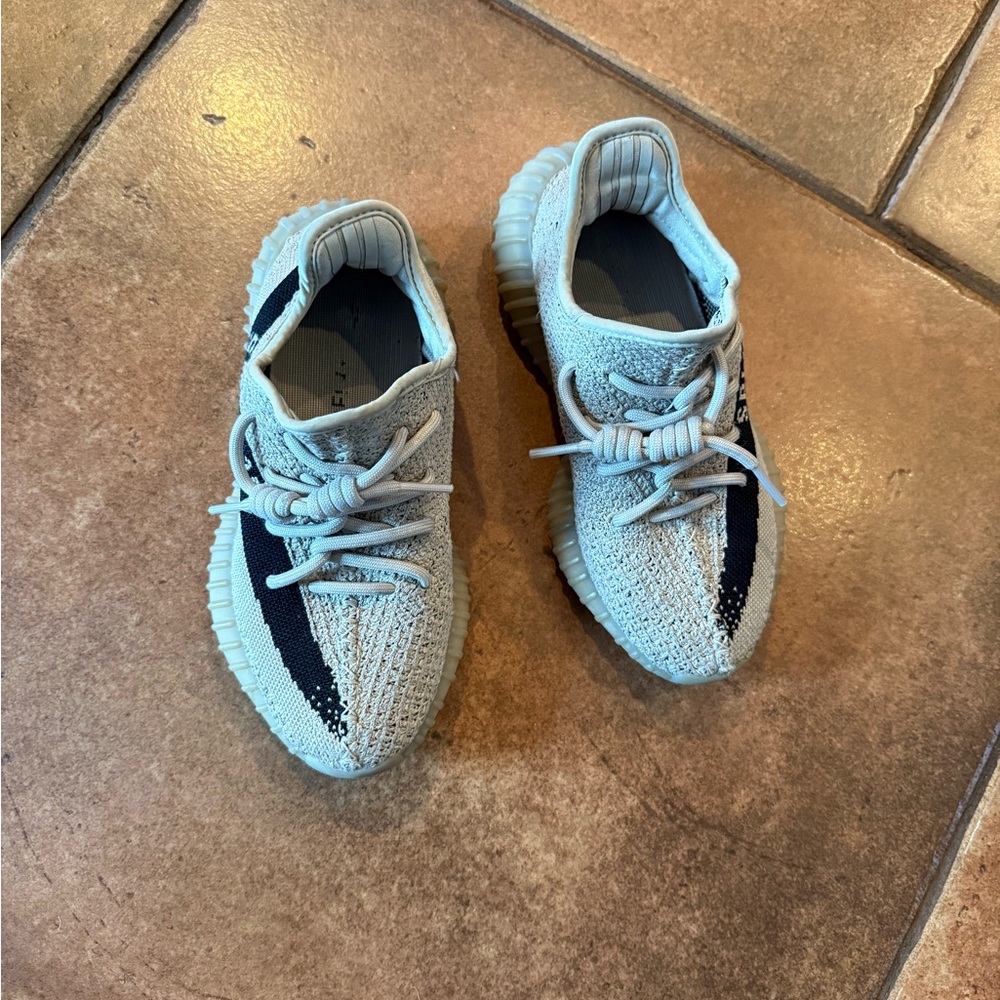 Yeezy Kids' Light Gray and Black Sneakers